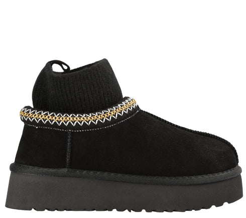 Ghete sport, dama, PASS COLLECTION, Z870006A, negru, piele intoarsa